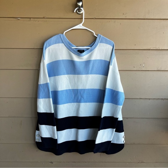 Talbots Button Detail Sweater - Stripe Women's Size XL - Picture 2 of 6